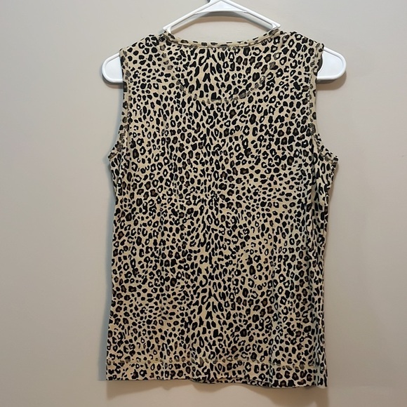 Liz 2pc Animal Print set Button up cardigan & Sleeveless Tee Women’s S Cotton - Picture 8 of 11